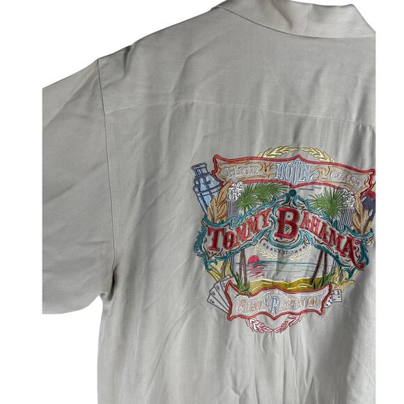 Tommy Bahama Without Reservations Silk Embroidered Back Button-Up Size Medium - Picture 4 of 9